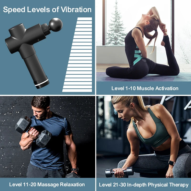 Muscle Professional Massage Gun LCD Touch Display AI Smart Deep Tissue Massager for Pain Relief Full Body Relaxation