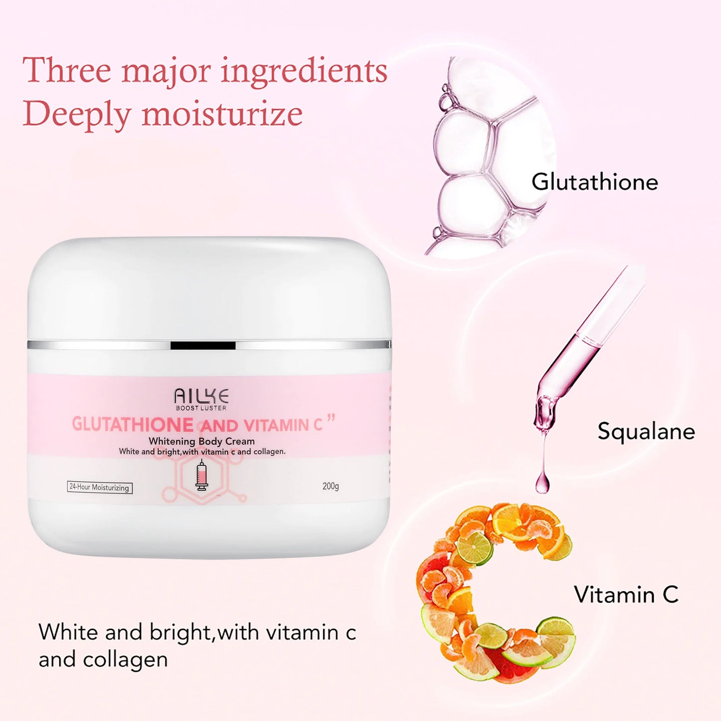 AILKE Whitening Skin Care Cream, Lightening Lotion, Remove Dark Spots With Glutathion, Shea Butter, Moisturizing Body Cream