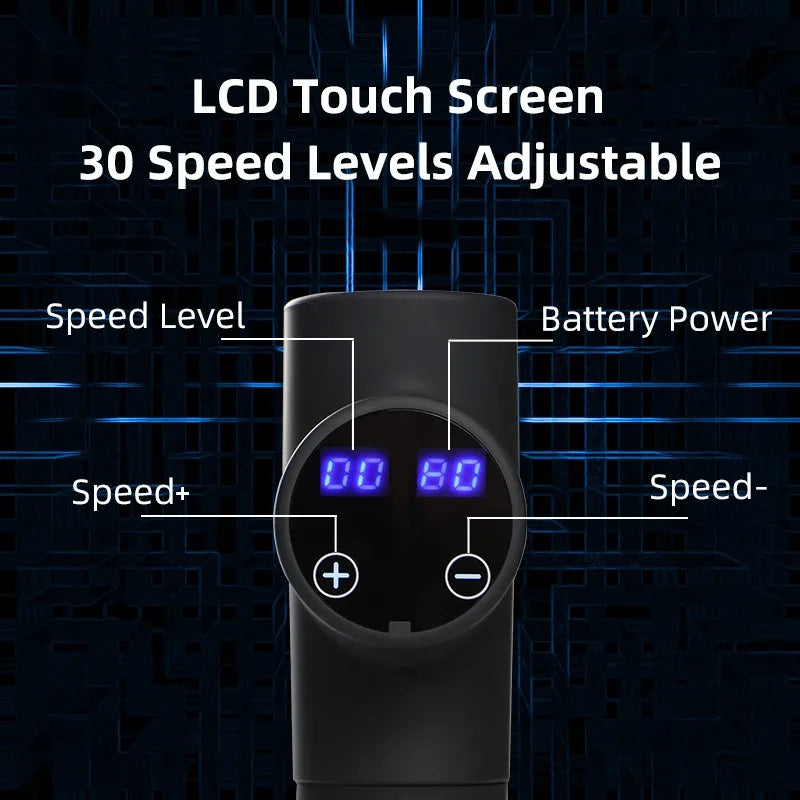 Muscle Professional Massage Gun LCD Touch Display AI Smart Deep Tissue Massager for Pain Relief Full Body Relaxation