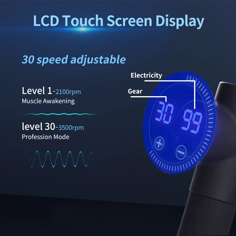 Muscle Professional Massage Gun LCD Touch Display AI Smart Deep Tissue Massager for Pain Relief Full Body Relaxation