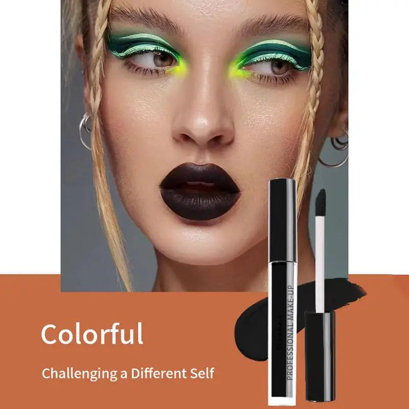1pcs Liquid Lipstick Halloween Lipgloss Waterproof Long Lasting Sexy White Black Lips Halloween Lip