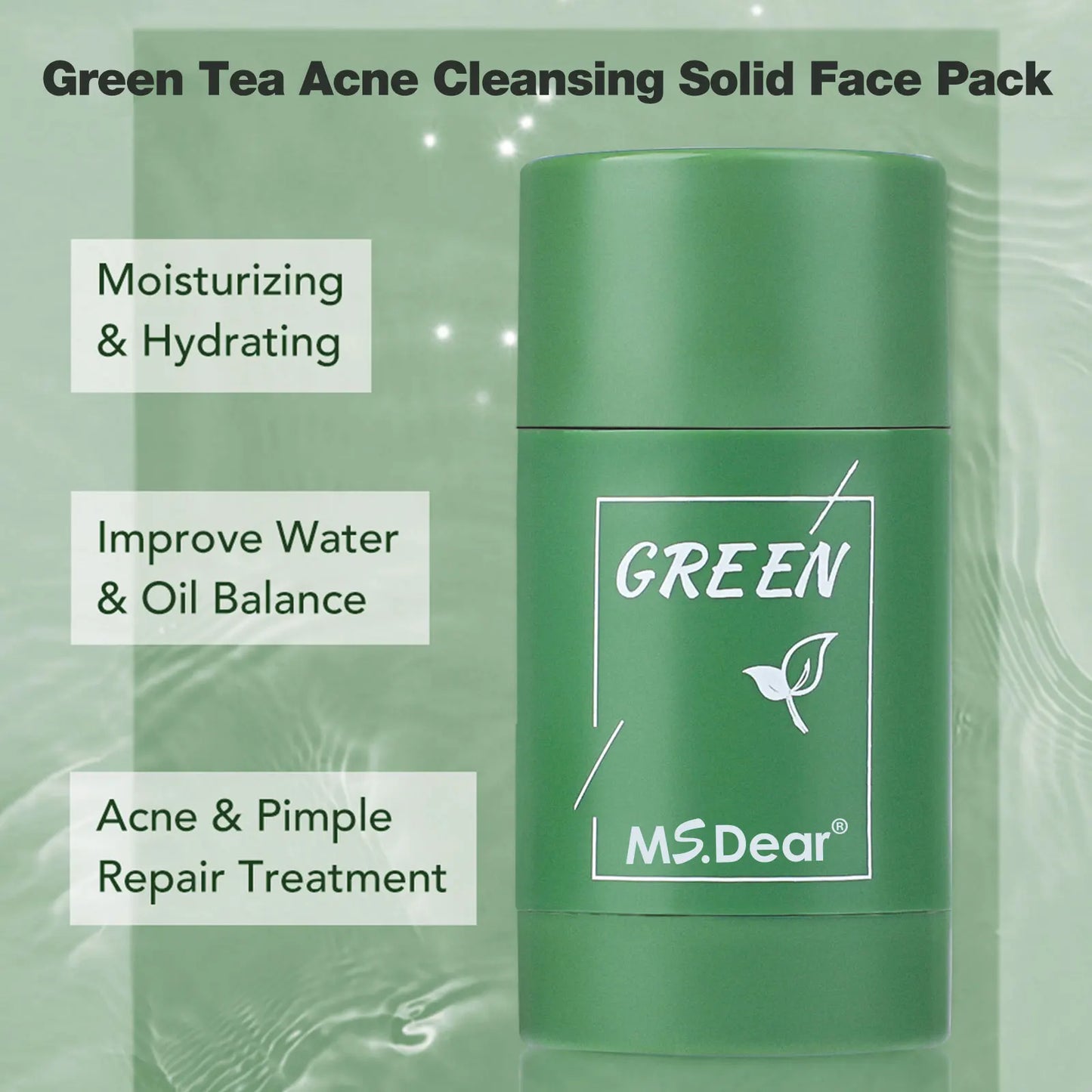 40g Remove Blackhead Green Tea Solid Mask Cleans Pores Stick Facial Blemish Black Dots Shrink Pores Skin Care Cosmetics Dropship