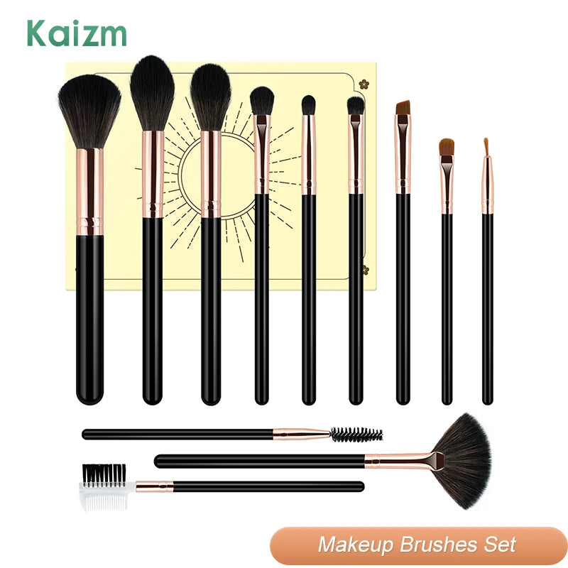Kaizm Makeup Brush Set Professional 12pcs Used Makeup Foundation Eyebrow Blush Concealer Face Powder EyeShadow Highlight Brushes