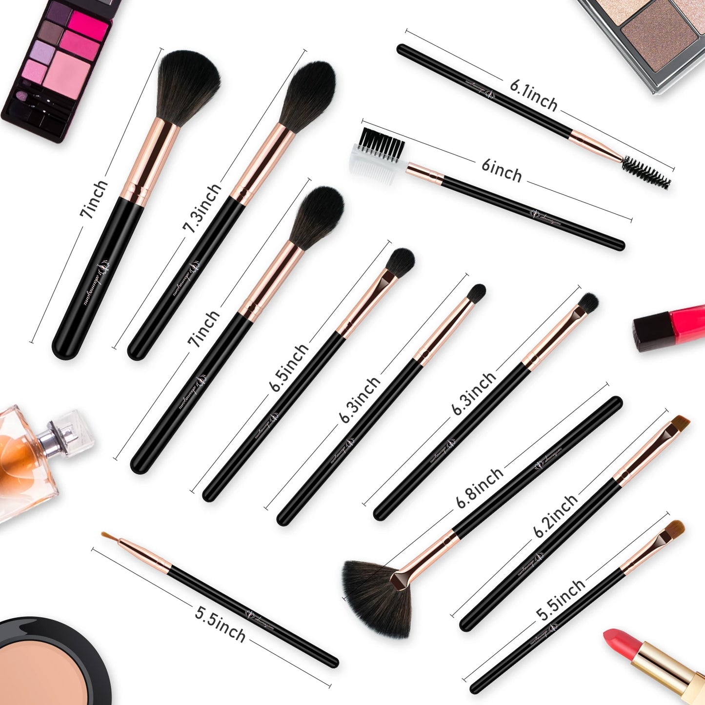 Kaizm Makeup Brush Set Professional 12pcs Used Makeup Foundation Eyebrow Blush Concealer Face Powder EyeShadow Highlight Brushes