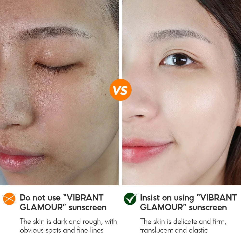VIBRANT GLAMOUR Sunscrean Cream SPF50+ Anti-Aging Uv Whitening Brighten Moisturizing Body Protection Skin Repair Skin Care 50g