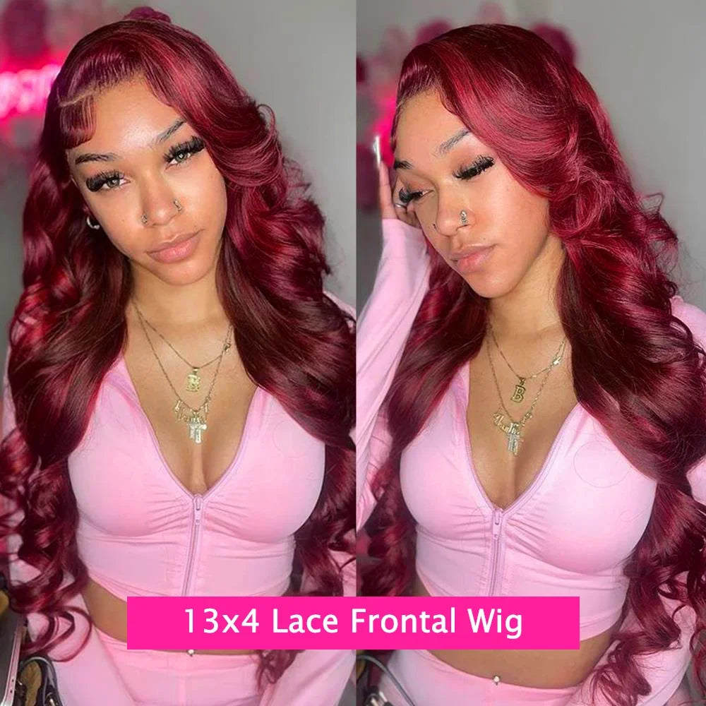 HD Lace Front Wig 99J Burgundy Body Wave Red Colored Human Hair Wigs 13x4 HD Transparent Lace Frontal Wig 4x4 Lace Closure
