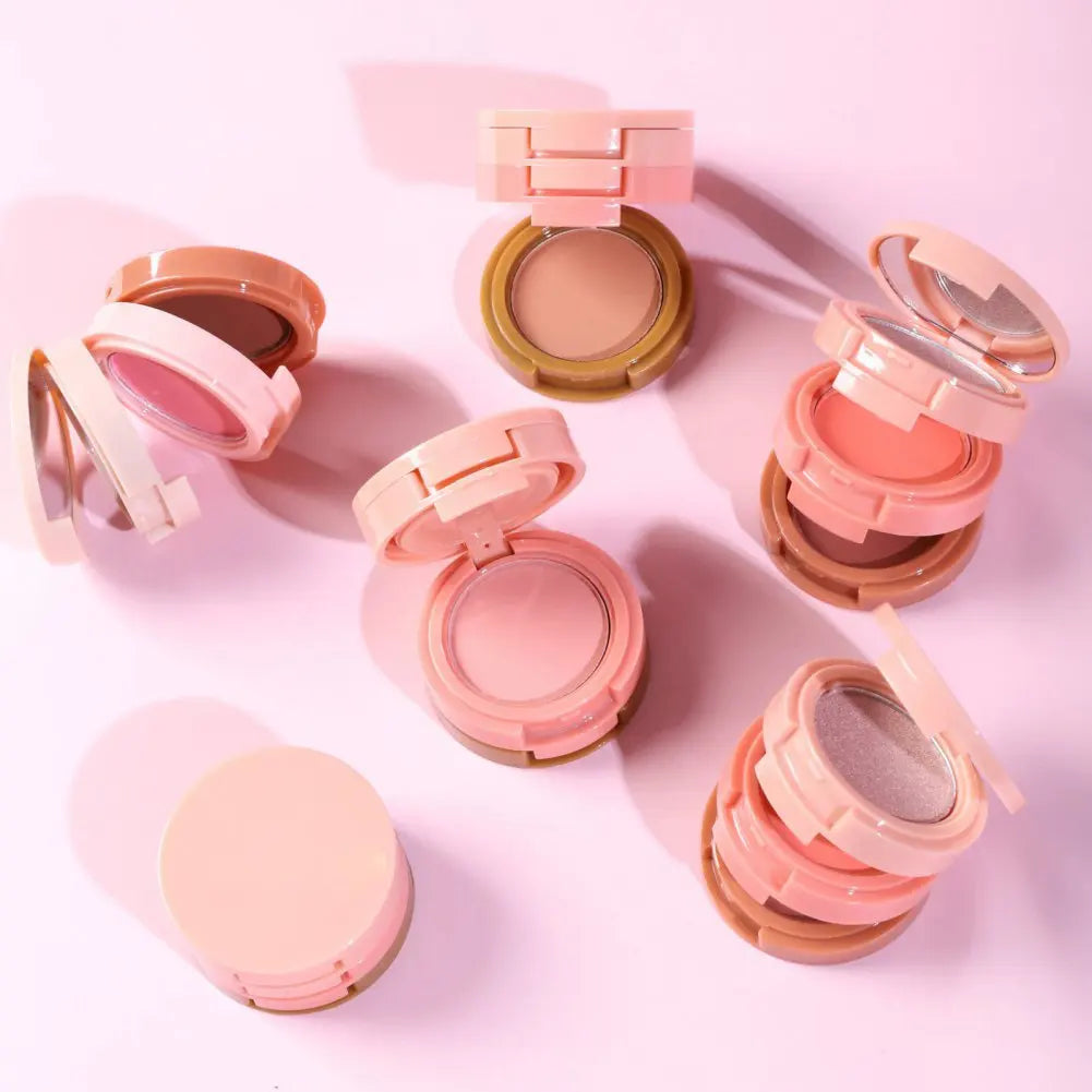 3-in-1 Makeup Palette Matte Pearlescent Eye Shadow Contouring Blush Highlighter Three-layer Cheek Blusher Cosmetics Palette