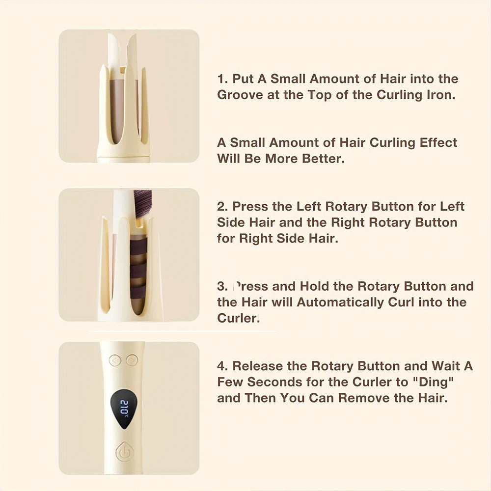 Automatic Hair Curling Iron,Rotating Hair Curler,Professional Hair Styling Curling Wand,Negative Ion Does Not Damage Hair(USplug