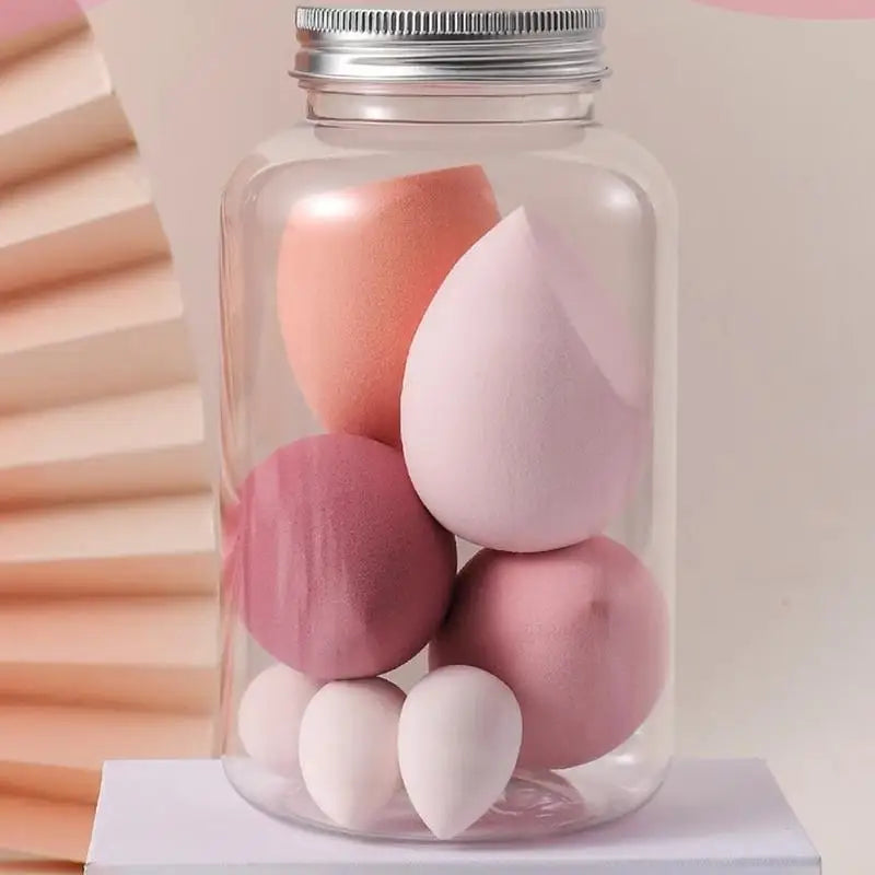 Face Makeup Tool Set With Storage Case, 14Pcs Mini Makeup Sponge (4 Colors) Thumb Powder Puffs
