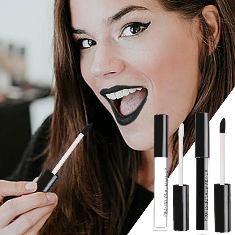 1pcs Liquid Lipstick Halloween Lipgloss Waterproof Long Lasting Sexy White Black Lips Halloween Lip