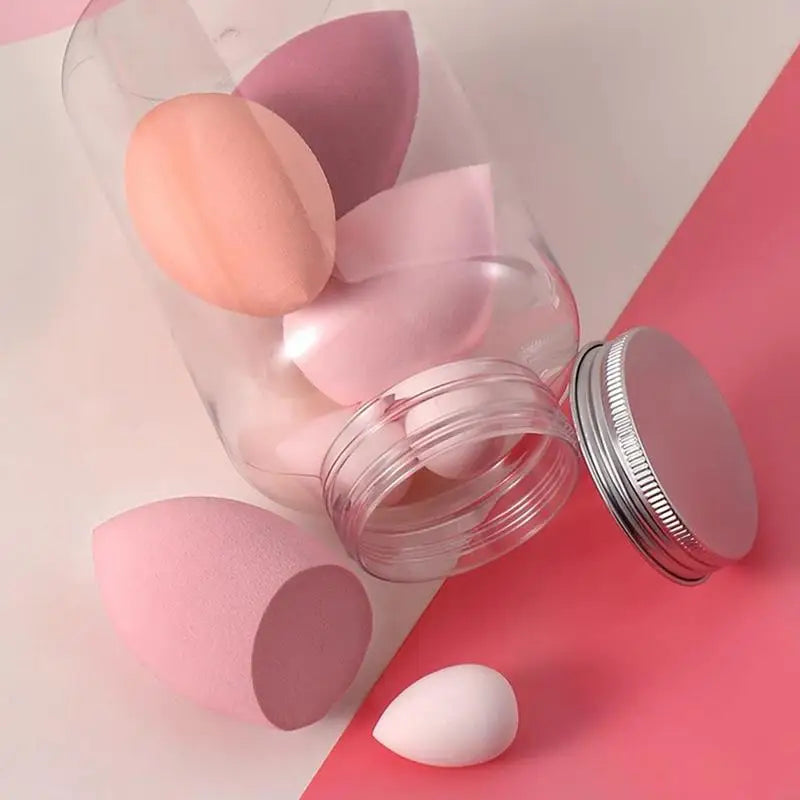 Face Makeup Tool Set With Storage Case, 14Pcs Mini Makeup Sponge (4 Colors) Thumb Powder Puffs
