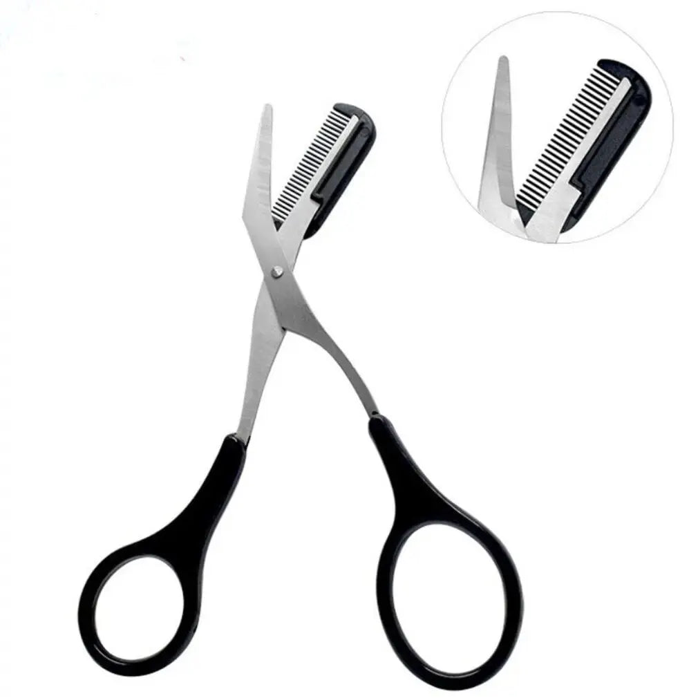 Eyebrow Trimming Scissors With Comb Eyebrow Comb Non Slip Finger Grips Hair Removal Makeup Eyebrow Clipper For Women Men