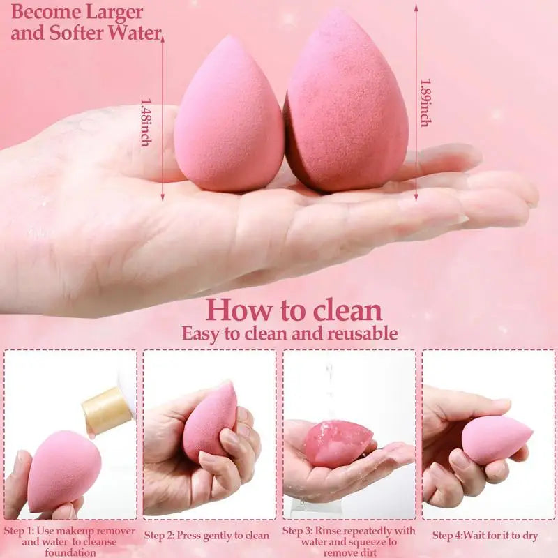 Face Makeup Tool Set With Storage Case, 14Pcs Mini Makeup Sponge (4 Colors) Thumb Powder Puffs