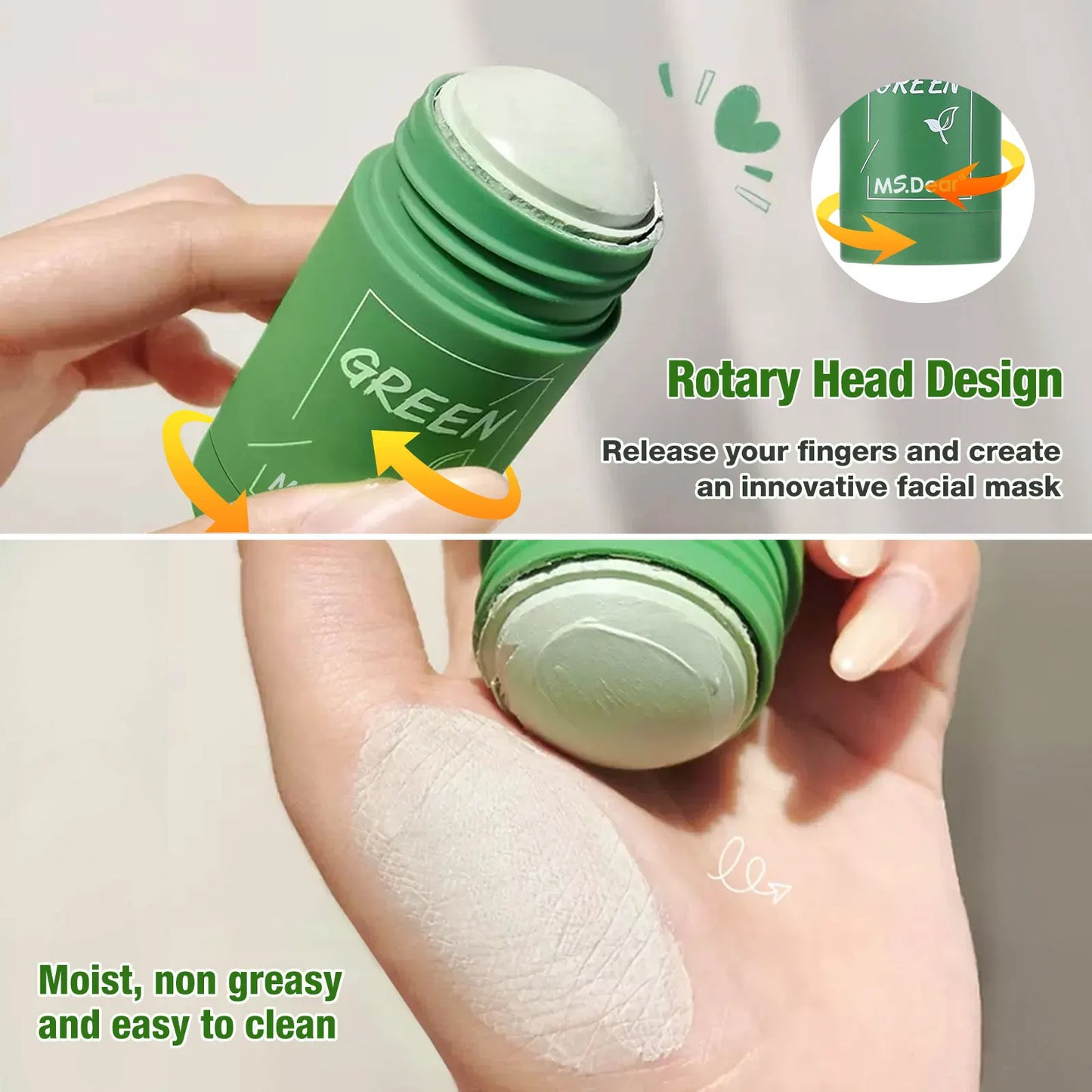 40g Remove Blackhead Green Tea Solid Mask Cleans Pores Stick Facial Blemish Black Dots Shrink Pores Skin Care Cosmetics Dropship