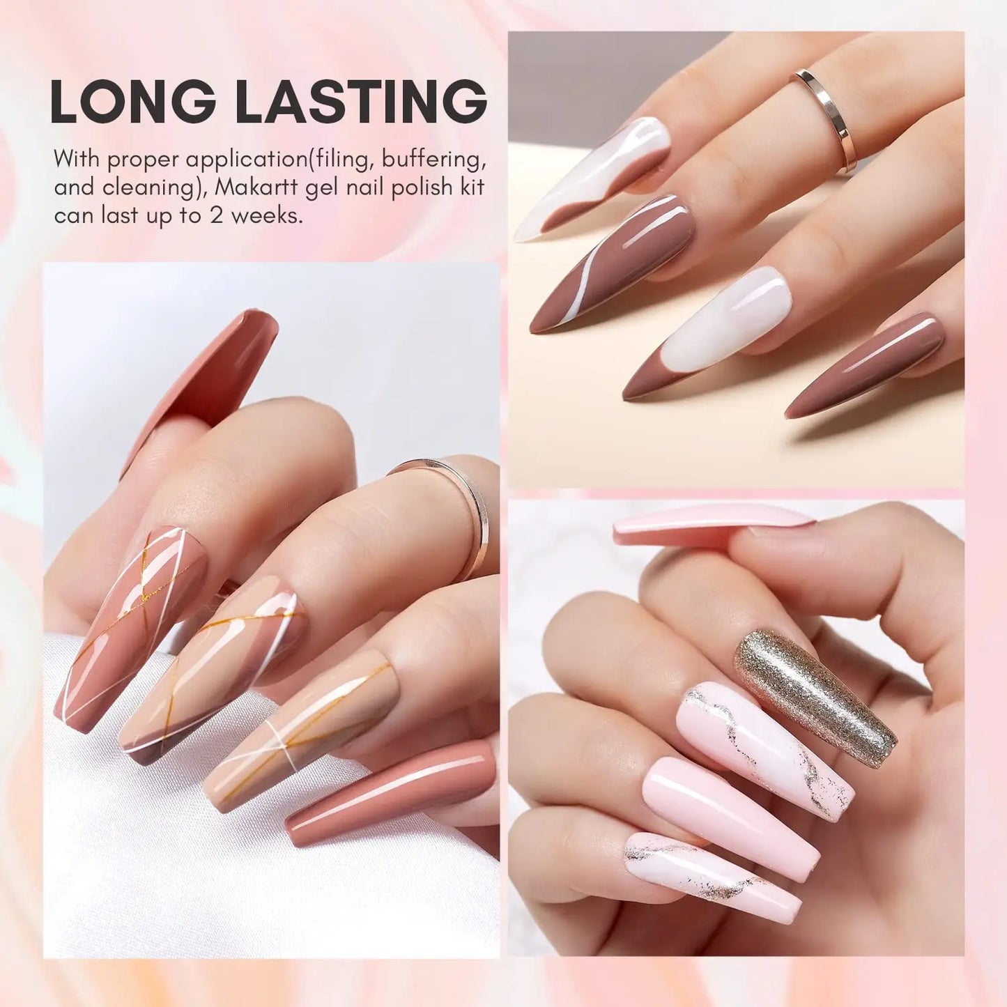 Makartt Gel Nail Polish Kit, 22 Color Nude Gel Nail Polish Set All Seasons Skin Tones Pink Brown Neutral Glitter Soak Off LED