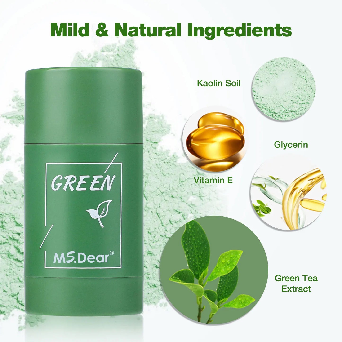 40g Remove Blackhead Green Tea Solid Mask Cleans Pores Stick Facial Blemish Black Dots Shrink Pores Skin Care Cosmetics Dropship
