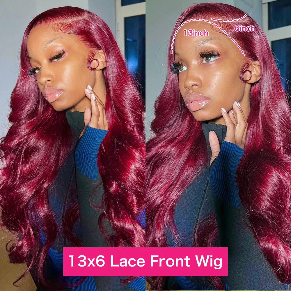 HD Lace Front Wig 99J Burgundy Body Wave Red Colored Human Hair Wigs 13x4 HD Transparent Lace Frontal Wig 4x4 Lace Closure