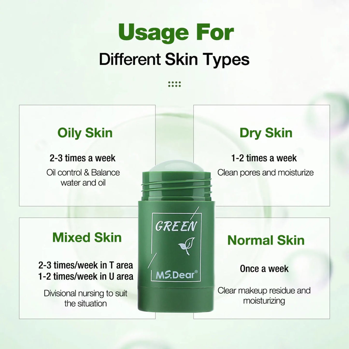 40g Remove Blackhead Green Tea Solid Mask Cleans Pores Stick Facial Blemish Black Dots Shrink Pores Skin Care Cosmetics Dropship