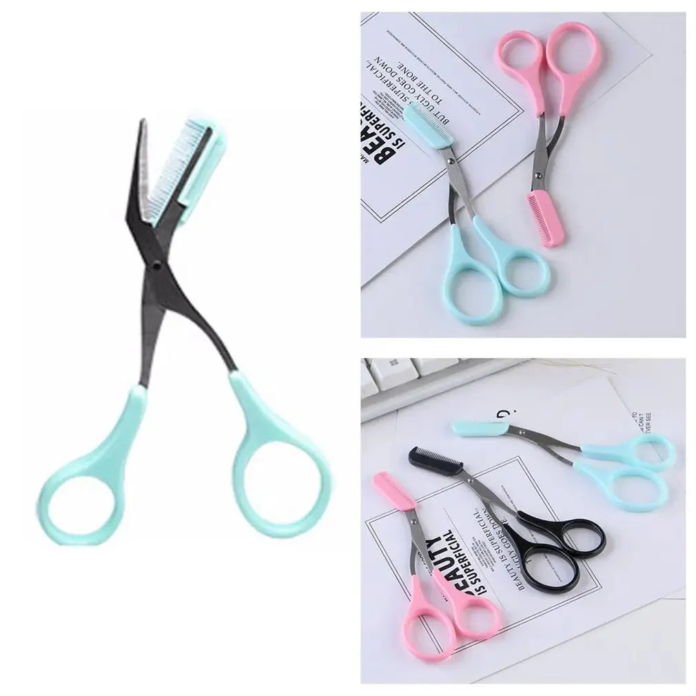 Eyebrow Trimming Scissors With Comb Eyebrow Comb Non Slip Finger Grips Hair Removal Makeup Eyebrow Clipper For Women Men