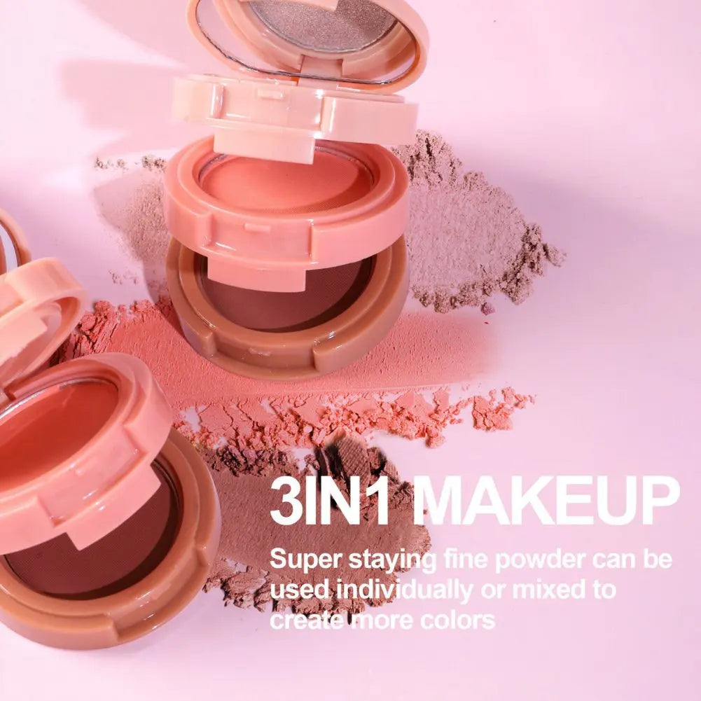 3-in-1 Makeup Palette Matte Pearlescent Eye Shadow Contouring Blush Highlighter Three-layer Cheek Blusher Cosmetics Palette