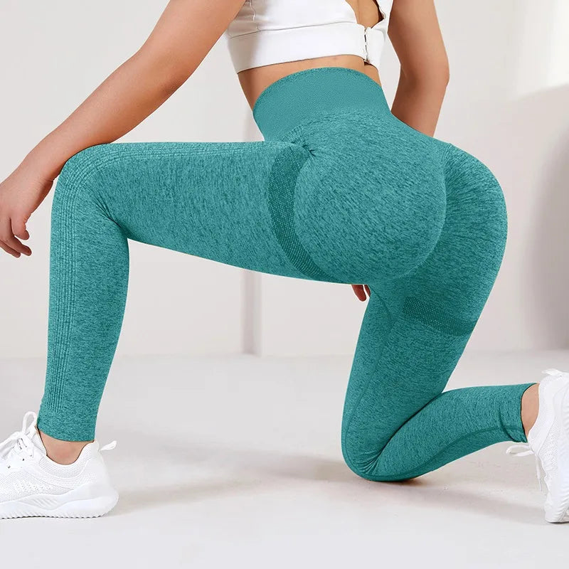 Seamless high waisted tight lifting hip yoga pants, peach buttocks fitness pants, quick drying hollowed out women's sports pants