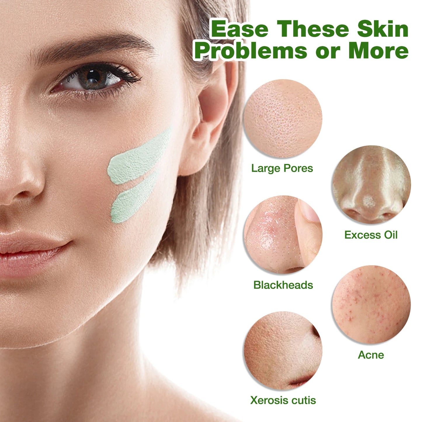 40g Remove Blackhead Green Tea Solid Mask Cleans Pores Stick Facial Blemish Black Dots Shrink Pores Skin Care Cosmetics Dropship