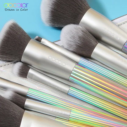 Docolor AURORA Makeup Brushes 9pcs Makeup Brushes Set Foundation Powder Blending Face Blush Eyeshadow Make Up Brushes With Bag
