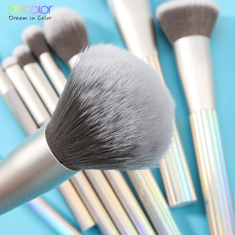 Docolor AURORA Makeup Brushes 9pcs Makeup Brushes Set Foundation Powder Blending Face Blush Eyeshadow Make Up Brushes With Bag