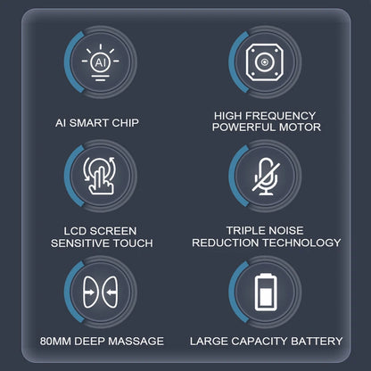 Muscle Professional Massage Gun LCD Touch Display AI Smart Deep Tissue Massager for Pain Relief Full Body Relaxation
