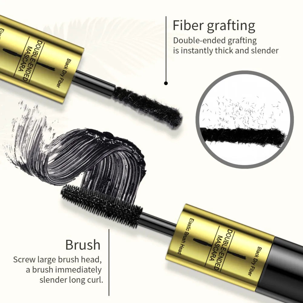 Double Effect Mascara 4D Lengthening Extra Volume Black Mascara False Eyelash Extension Waterproof Eye Makeup Cosmetics Women