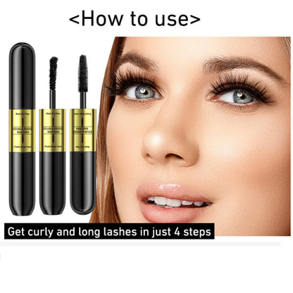 Double Effect Mascara 4D Lengthening Extra Volume Black Mascara False Eyelash Extension Waterproof Eye Makeup Cosmetics Women