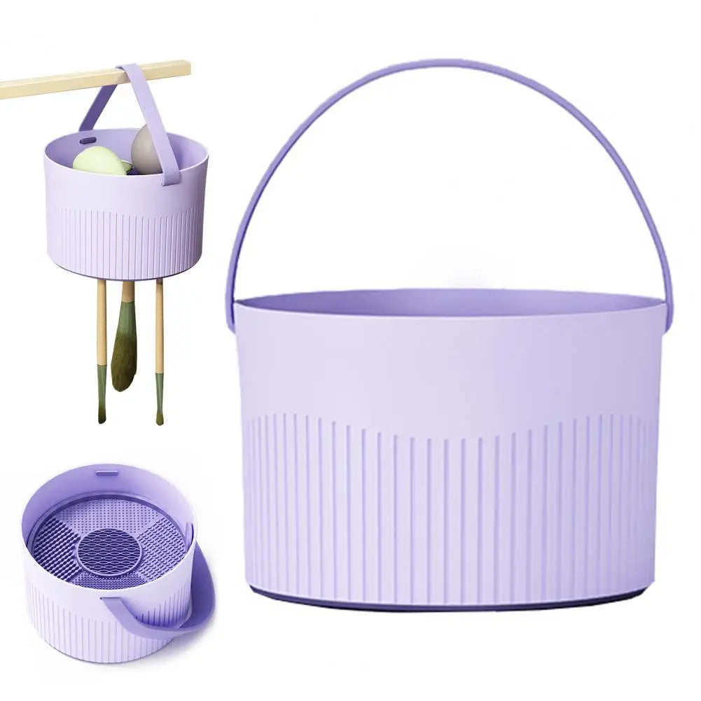Makeup Brush Cleaner Bowl 3 In 1 Makeup Brush Cleaning Rack Box Detachable Makeup Brush Cleaner Make Up Egg Drying Tool Set