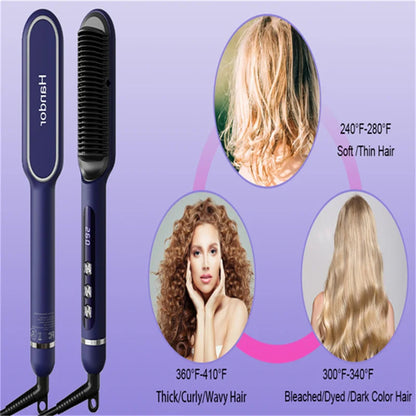 rtless StylinAdvanced Negative Ionic Hair Straightener Brush with 9 Temp Settings LED Display Effog for Silky Smooth, Frizz-Free