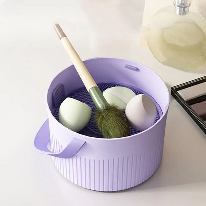 Makeup Brush Cleaner Bowl 3 In 1 Makeup Brush Cleaning Rack Box Detachable Makeup Brush Cleaner Make Up Egg Drying Tool Set